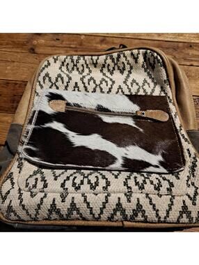 Myra Bag Patterned Canvas and Leather Backpack